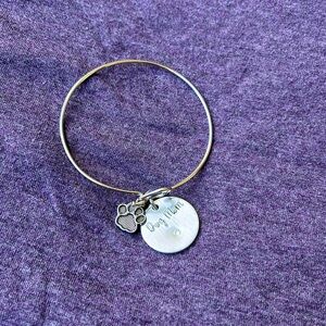 Silver Bangle Bracelet with Dog Charm
